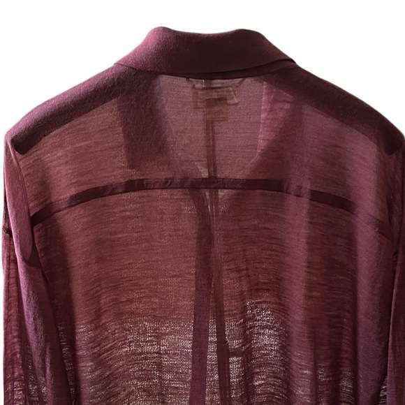 Maeve for Anthropologie | Sheer Plum Pink Button-Down Knit Blouse | Size S - Picture 7 of 15